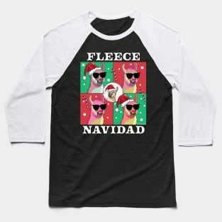 Fleece Navidad Llama - Feliz Navidad Funny Christmas Llama Baseball T-Shirt